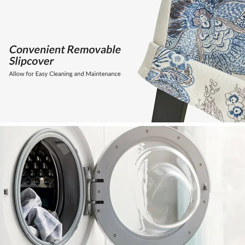 Chaise de salle à manger Alethea avec housse rembourrée et pieds en bois massif, par HULALA HOME