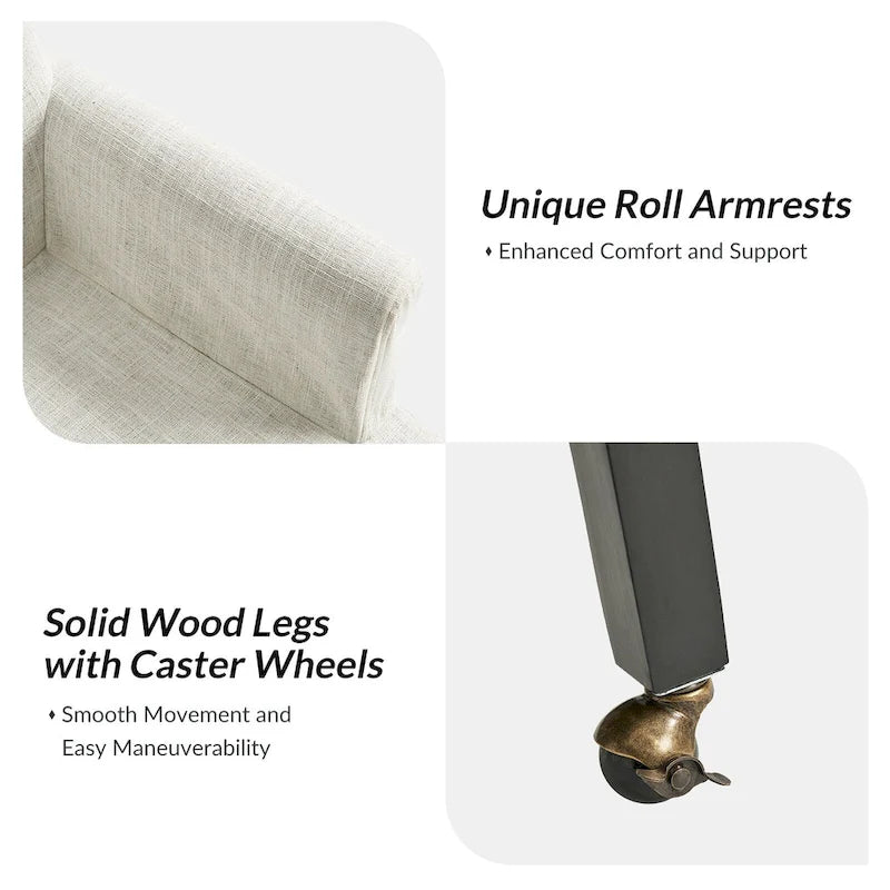 Chaise de salle à manger Alethea avec housse rembourrée et pieds en bois massif, par HULALA HOME