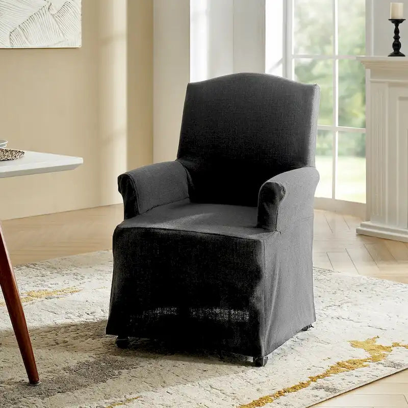 Chaise de salle à manger Alethea avec housse rembourrée et pieds en bois massif, par HULALA HOME