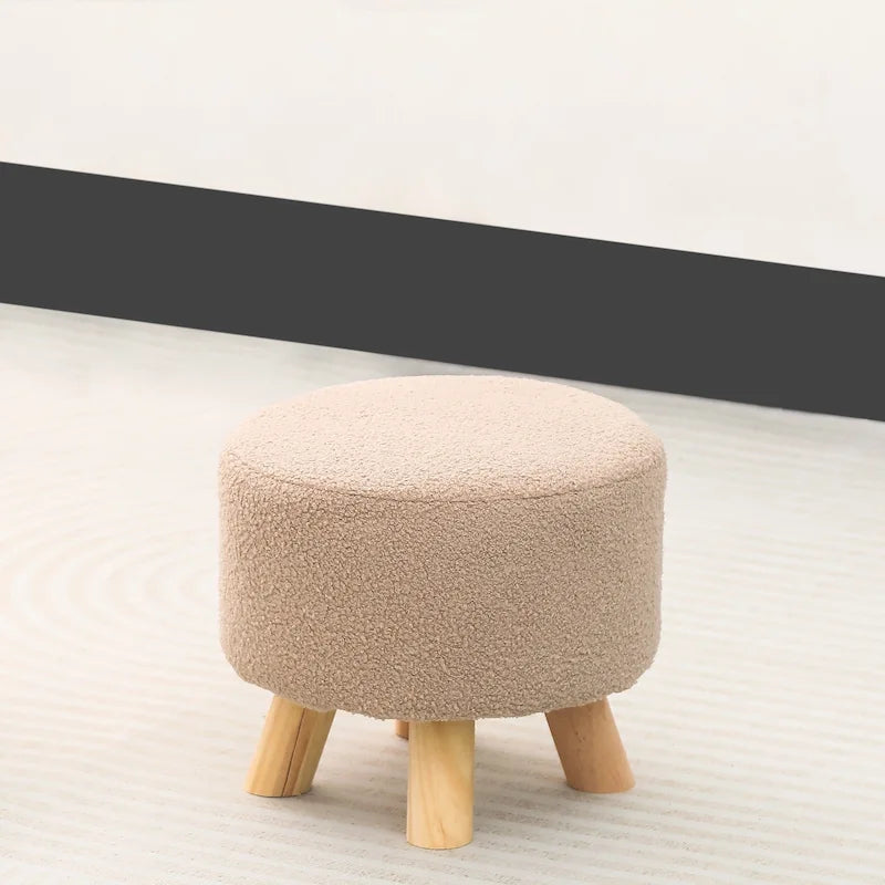 Tabouret repose-pieds rond ottoman en velours Adeco avec pieds antidérapants