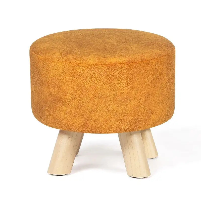 Tabouret repose-pieds rond ottoman en velours Adeco avec pieds antidérapants