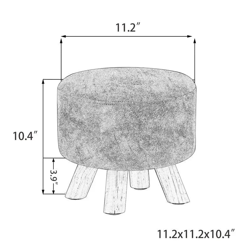 Tabouret repose-pieds rond ottoman en velours Adeco avec pieds antidérapants