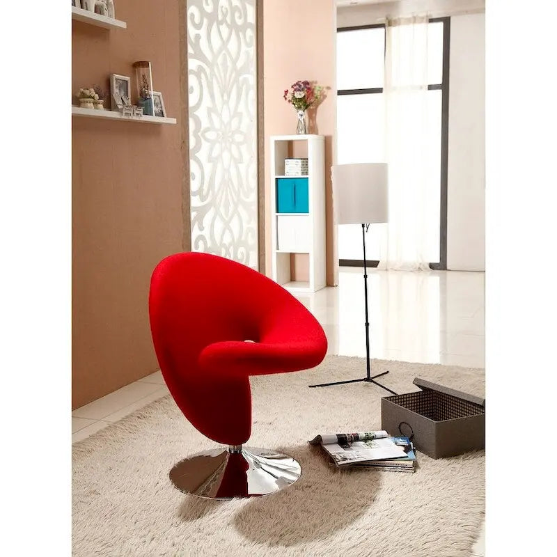 Fauteuil pivotant Manhattan Comfort Curl en laine mélangée chromée (lot de 2)