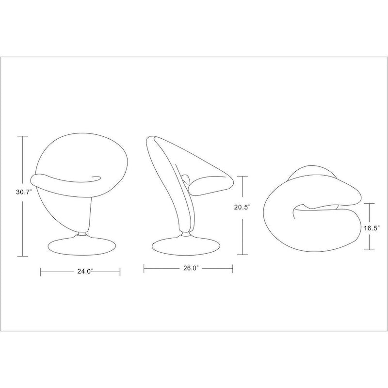 Fauteuil pivotant Manhattan Comfort Curl en laine mélangée chromée (lot de 2)