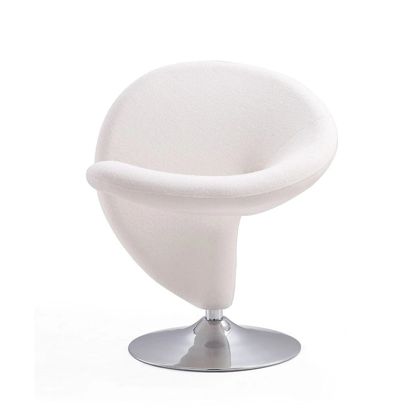 Fauteuil pivotant Manhattan Comfort Curl en laine mélangée chromée (lot de 2)