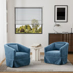 Ouyessir Ensemble de 2 fauteuils pivotants en forme de tonneau, fauteuil d'appoint rembourré à 360 degrés avec accoudoirs en tissu