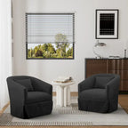 Ouyessir Ensemble de 2 fauteuils pivotants en forme de tonneau, fauteuil d'appoint rembourré à 360 degrés avec accoudoirs en tissu