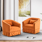 Ouyessir Ensemble de 2 fauteuils pivotants en forme de tonneau, fauteuil d'appoint rembourré à 360 degrés avec accoudoirs en tissu
