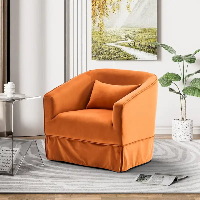 Ouyessir Ensemble de 2 fauteuils pivotants en forme de tonneau, fauteuil d'appoint rembourré à 360 degrés avec accoudoirs en tissu