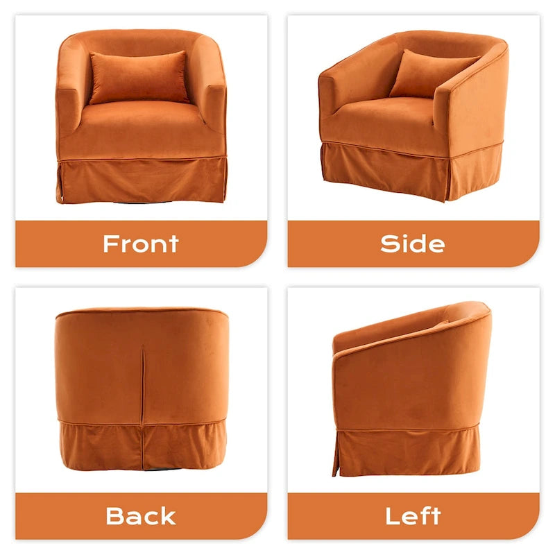 Ouyessir Ensemble de 2 fauteuils pivotants en forme de tonneau, fauteuil d'appoint rembourré à 360 degrés avec accoudoirs en tissu