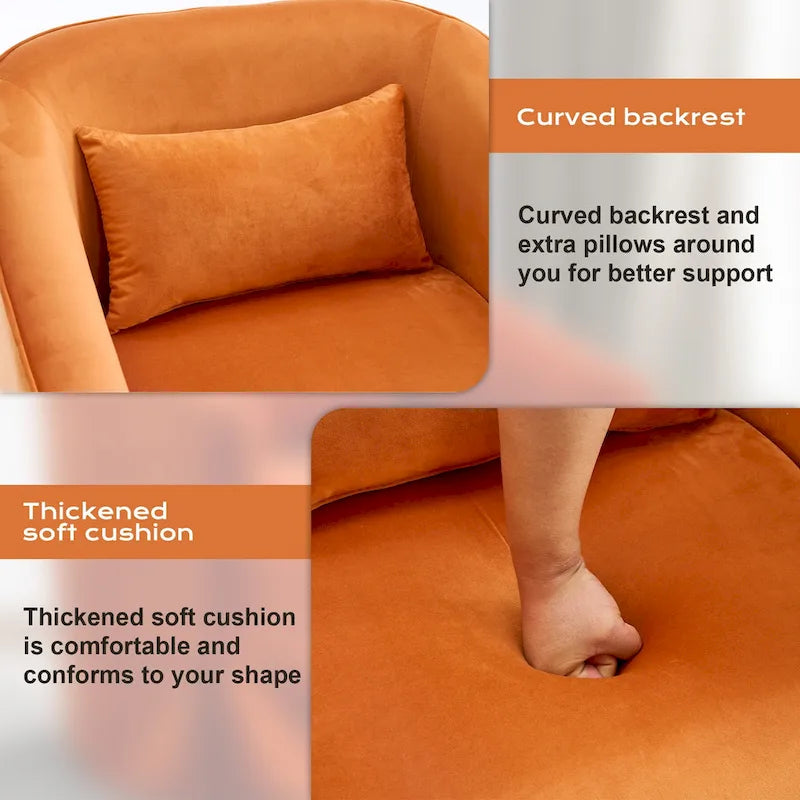 Ouyessir Ensemble de 2 fauteuils pivotants en forme de tonneau, fauteuil d'appoint rembourré à 360 degrés avec accoudoirs en tissu