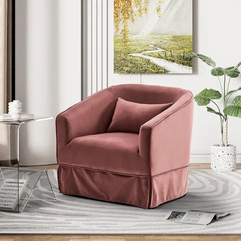 Ouyessir Ensemble de 2 fauteuils pivotants en forme de tonneau, fauteuil d'appoint rembourré à 360 degrés avec accoudoirs en tissu