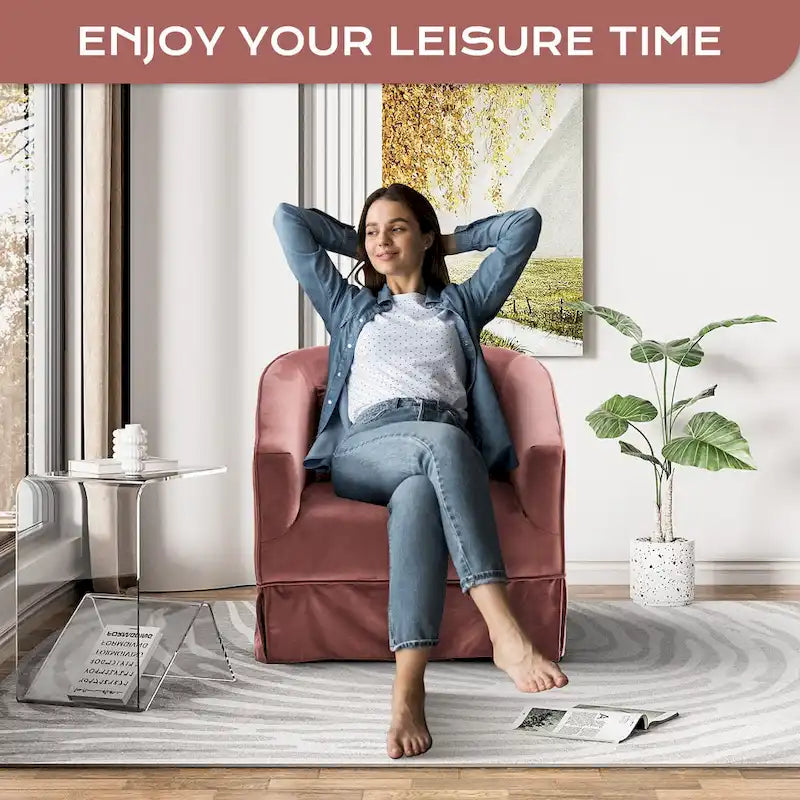 Ouyessir Ensemble de 2 fauteuils pivotants en forme de tonneau, fauteuil d'appoint rembourré à 360 degrés avec accoudoirs en tissu