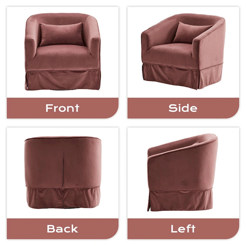 Ouyessir Ensemble de 2 fauteuils pivotants en forme de tonneau, fauteuil d'appoint rembourré à 360 degrés avec accoudoirs en tissu