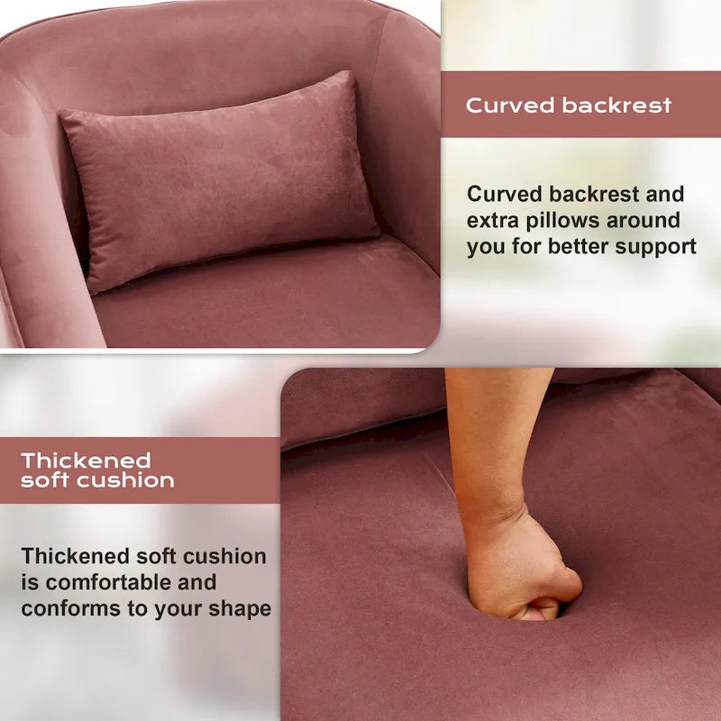 Ouyessir Ensemble de 2 fauteuils pivotants en forme de tonneau, fauteuil d'appoint rembourré à 360 degrés avec accoudoirs en tissu