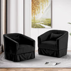 Ouyessir Ensemble de 2 fauteuils pivotants en forme de tonneau, fauteuil d'appoint rembourré à 360 degrés avec accoudoirs en tissu
