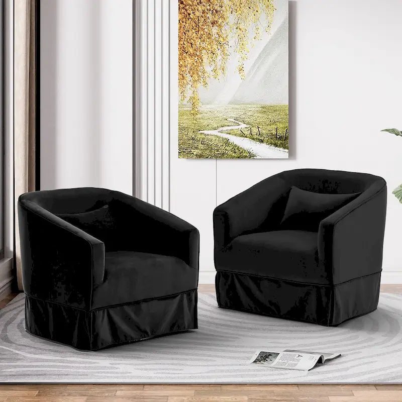 Ouyessir Ensemble de 2 fauteuils pivotants en forme de tonneau, fauteuil d'appoint rembourré à 360 degrés avec accoudoirs en tissu