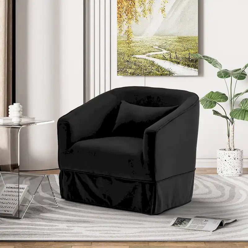 Ouyessir Ensemble de 2 fauteuils pivotants en forme de tonneau, fauteuil d'appoint rembourré à 360 degrés avec accoudoirs en tissu