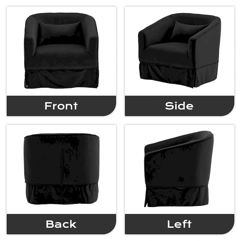 Ouyessir Ensemble de 2 fauteuils pivotants en forme de tonneau, fauteuil d'appoint rembourré à 360 degrés avec accoudoirs en tissu