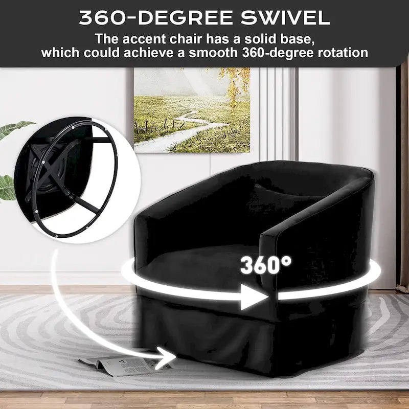 Ouyessir Ensemble de 2 fauteuils pivotants en forme de tonneau, fauteuil d'appoint rembourré à 360 degrés avec accoudoirs en tissu