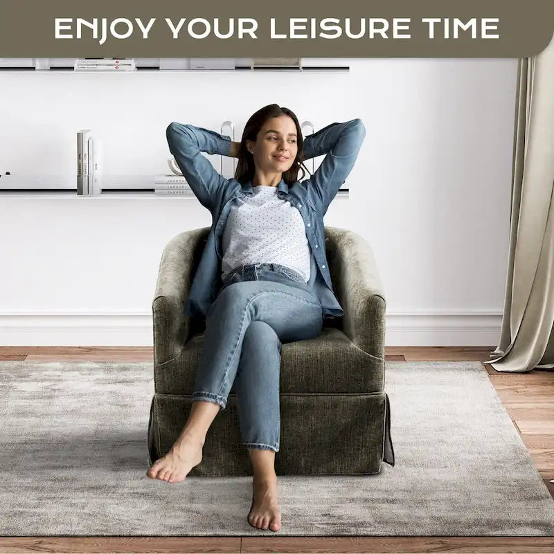 Ouyessir Ensemble de 2 fauteuils pivotants en forme de tonneau, fauteuil d'appoint rembourré à 360 degrés avec accoudoirs en tissu