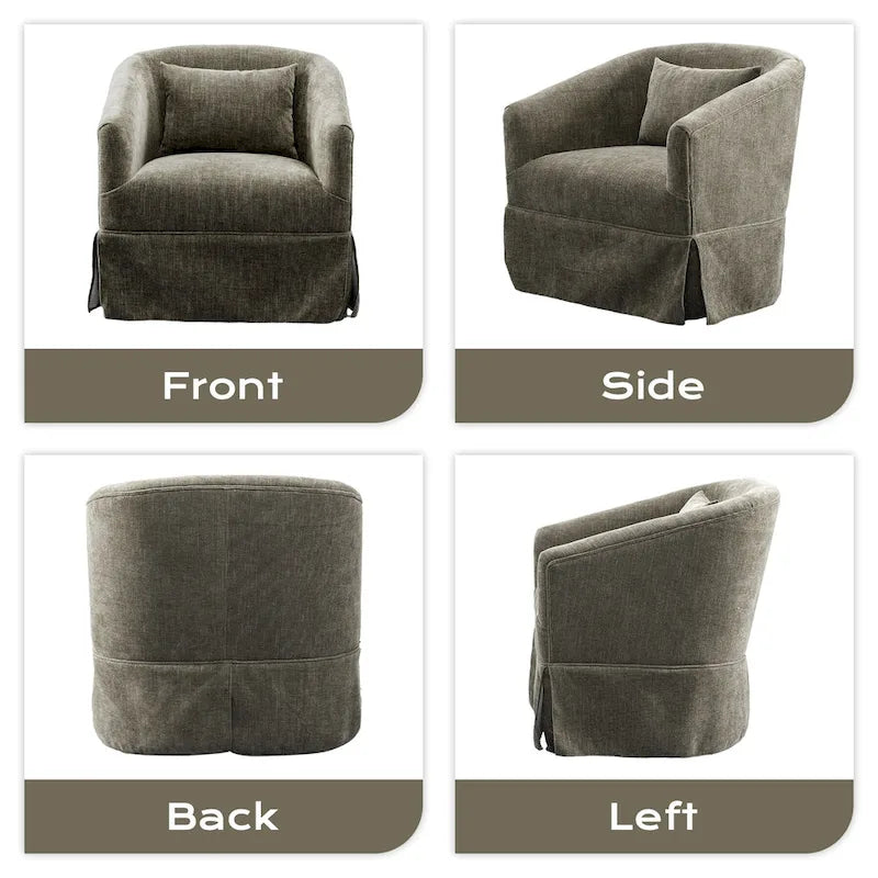 Ouyessir Ensemble de 2 fauteuils pivotants en forme de tonneau, fauteuil d'appoint rembourré à 360 degrés avec accoudoirs en tissu