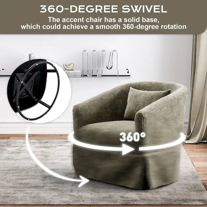 Ouyessir Ensemble de 2 fauteuils pivotants en forme de tonneau, fauteuil d'appoint rembourré à 360 degrés avec accoudoirs en tissu