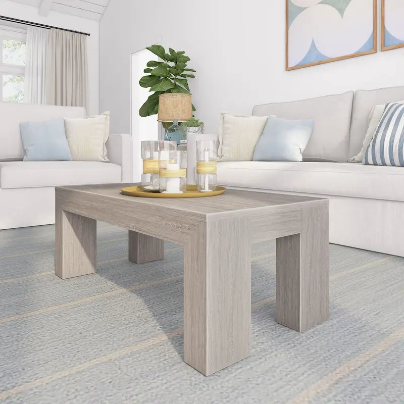 Table basse rectangulaire moderne Plank and Beam - 40 x 20