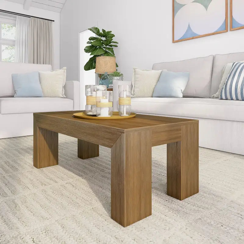 Table basse rectangulaire moderne Plank and Beam - 40 x 20
