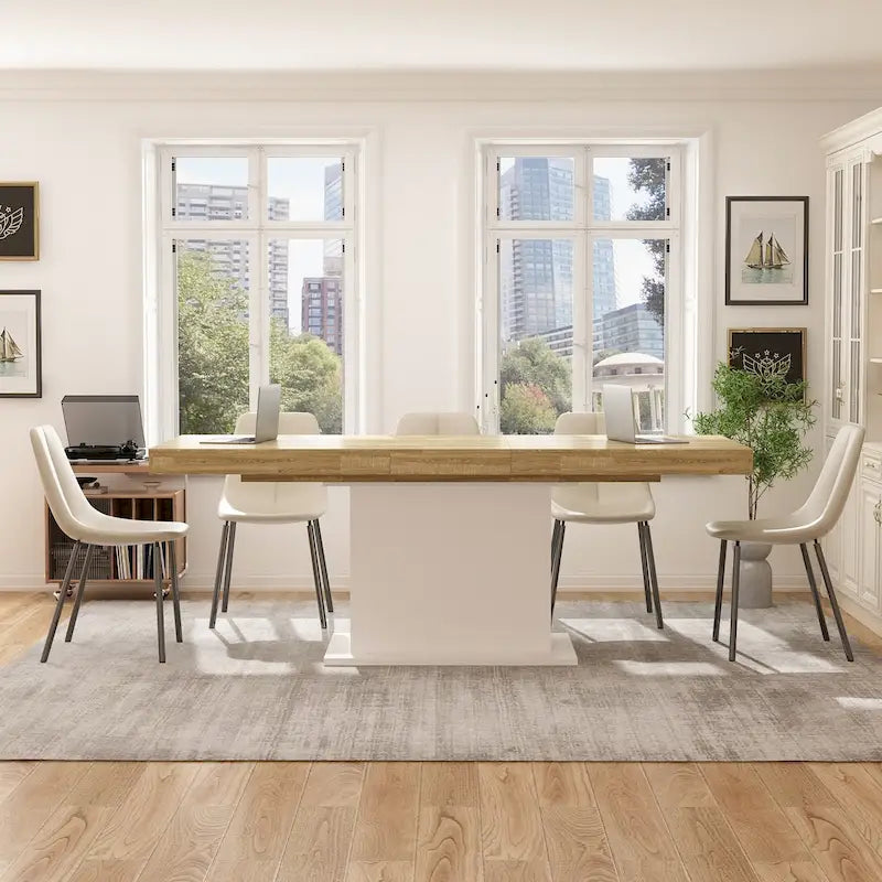 Table extensible 78,7 W, table à manger, table de réunion, poste de travail