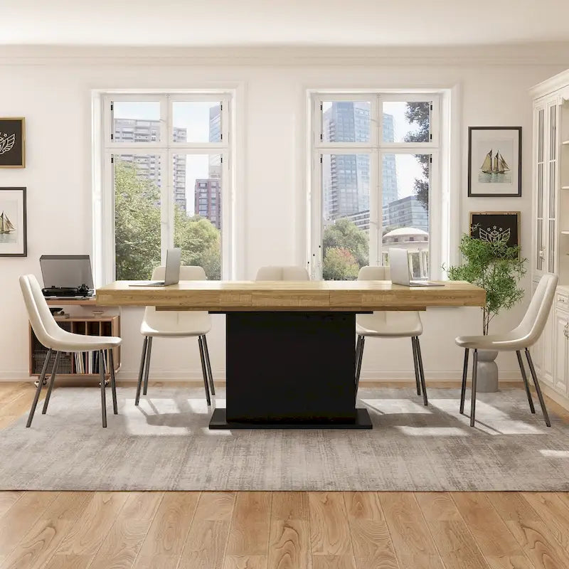 Table extensible 78,7 W, table à manger, table de réunion, poste de travail