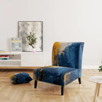 Designart Bleu et Jaune Expressions Intuitives | Fauteuil d'appoint abstrait rembourré et fauteuil moderne et contemporain