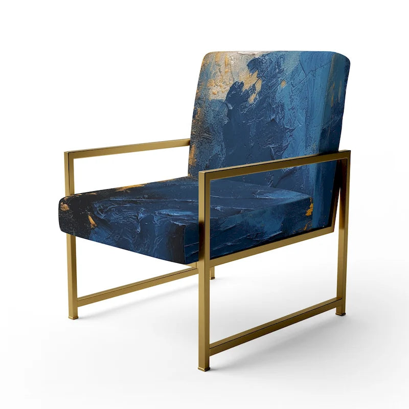 Designart Bleu et Jaune Expressions Intuitives | Fauteuil d'appoint abstrait rembourré et fauteuil moderne et contemporain