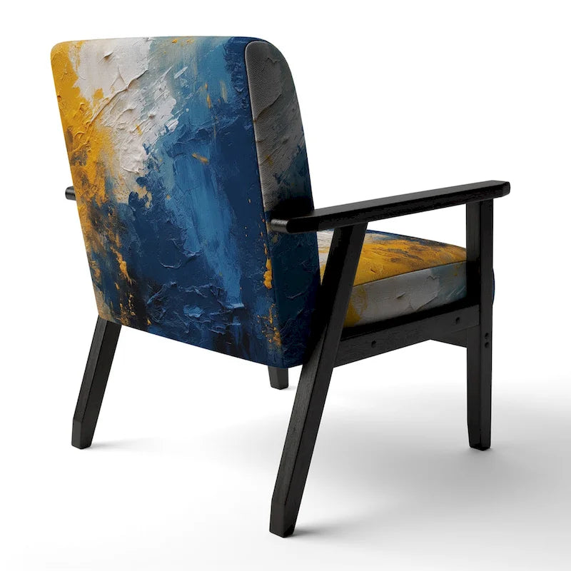 Designart Bleu et Jaune Expressions Intuitives | Fauteuil d'appoint abstrait rembourré et fauteuil moderne et contemporain