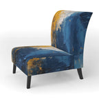 Designart Bleu et Jaune Expressions Intuitives | Fauteuil d'appoint abstrait rembourré et fauteuil moderne et contemporain