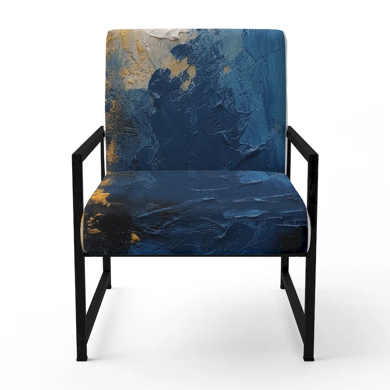 Designart Bleu et Jaune Expressions Intuitives | Fauteuil d'appoint abstrait rembourré et fauteuil moderne et contemporain