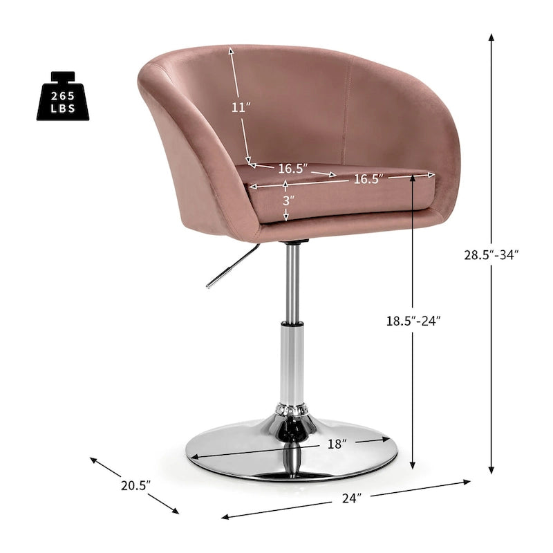 Chaise de coiffeuse pivotante moderne en velours, réglable en hauteur