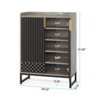 Meuble à chaussures à 5 niveaux avec portes, rangement pour 25 paires de chaussures en bois blanc