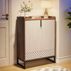 Meuble à chaussures à 5 niveaux avec portes, rangement pour 25 paires de chaussures en bois blanc