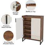 Meuble à chaussures à 5 niveaux avec portes, rangement pour 25 paires de chaussures en bois blanc