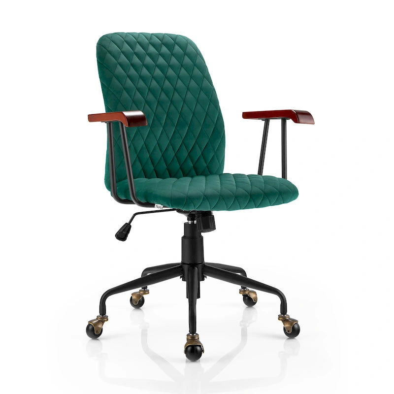 Chaise de bureau pivotante en velours pour la maison, réglable en dossier mi-haut, chaise de loisirs