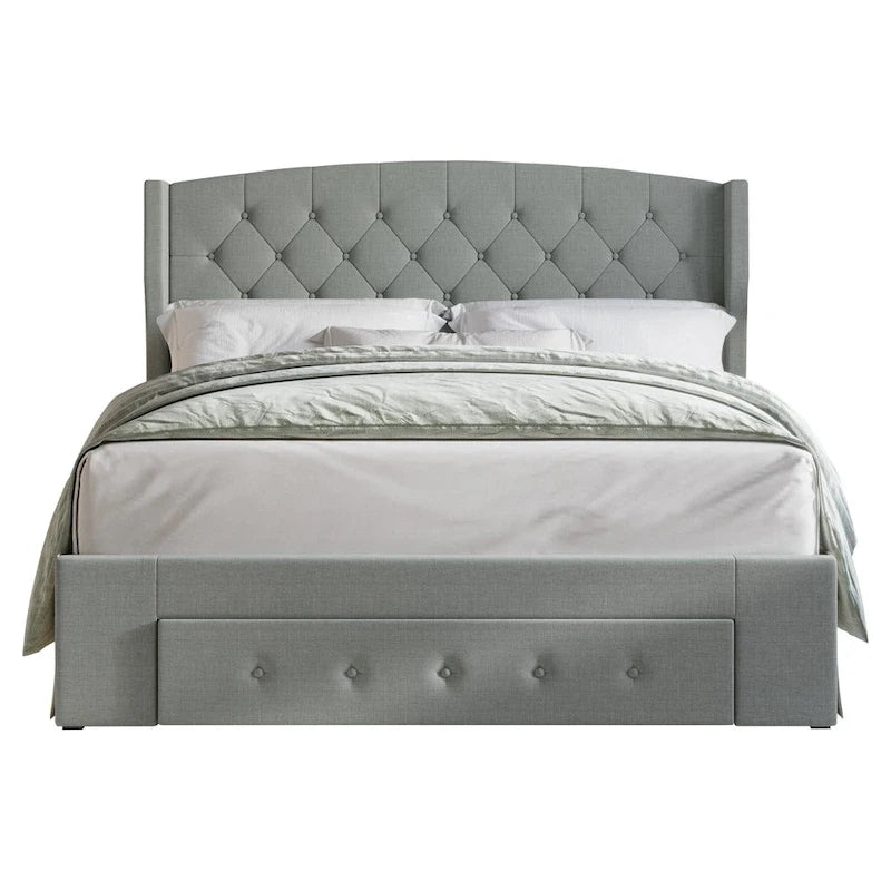 Lit à panneaux de rangement capitonnés Fauna