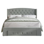 Lit à panneaux de rangement capitonnés Fauna