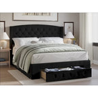 Lit à panneaux de rangement capitonnés Fauna