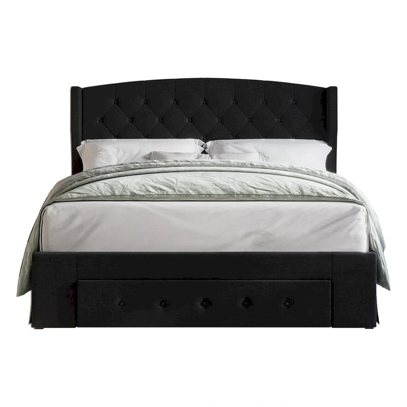 Lit à panneaux de rangement capitonnés Fauna