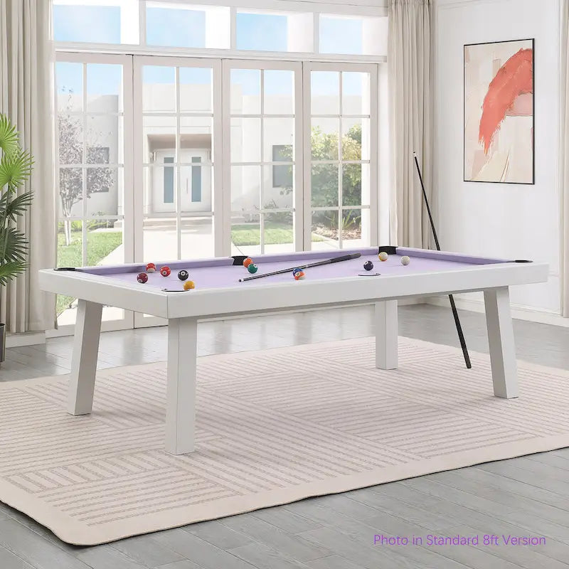 Table de billard Laguna 2,44 m (8 pi) en ardoise, utilisable en intérieur et en extérieur, avec plateau repas et accessoires.