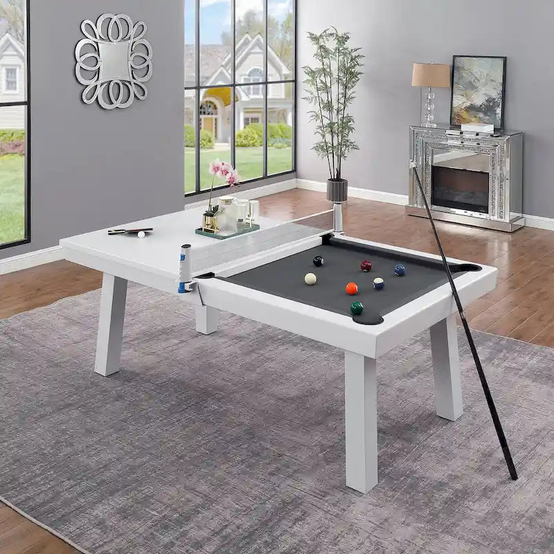 Table de billard Laguna 2,44 m (8 pi) en ardoise, utilisable en intérieur et en extérieur, avec plateau repas et accessoires.