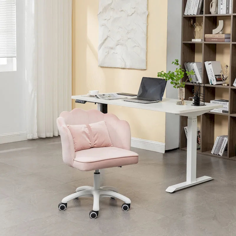 Fauteuil de bureau Porthos Home Taio en velours festonné avec piètement en nylon