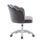 Fauteuil de bureau Porthos Home Taio en velours festonné avec piètement en nylon