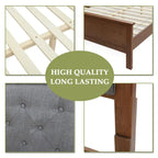 Ensemble tête de lit et pied de lit en bois pour lit queen-size, recouvert de tissu gris